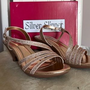 Silver Slipper Rose Gold Heels